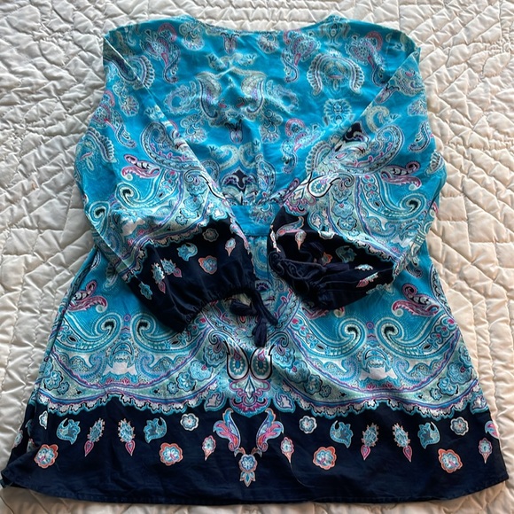 Boho Style, Shirt Size M Ann Taylor “Loft”, Blue  Paisley - Picture 3 of 9